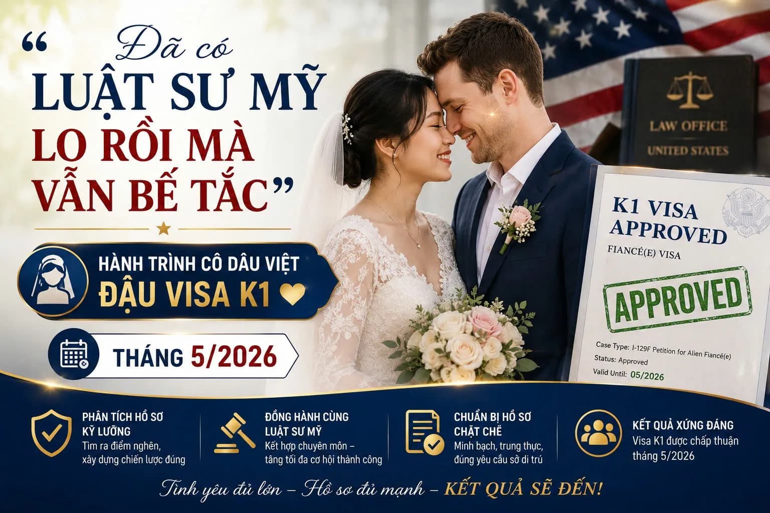 Đã Có Luật Sư Mỹ Lo Rồi Mà Vẫn Bế Tắc – Hành Trình Cô Dâu Việt Đậu Visa K1 Tháng 5/2026 Sau Khi Tìm Đến Visa Liên Minh
